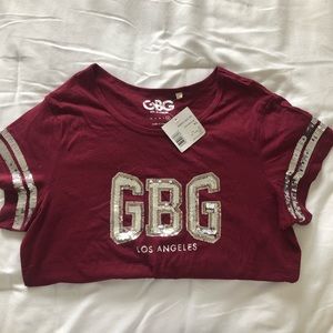 Dark Red Sequin T Shirt